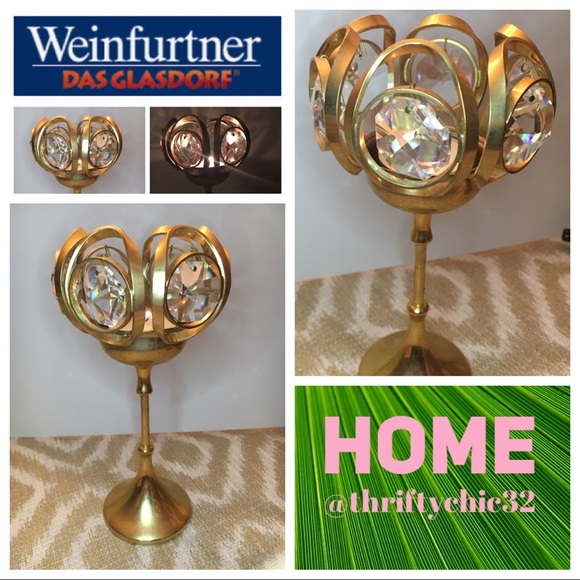 Weinfurtner Accents Weinfurtner 24k Gold Crystal Candleholder
